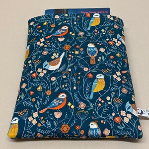 Garden bird book Sleeve protector, Bird book sleeve, padded fabric book sleeve,book cover, bird book protector, book lovers gift.