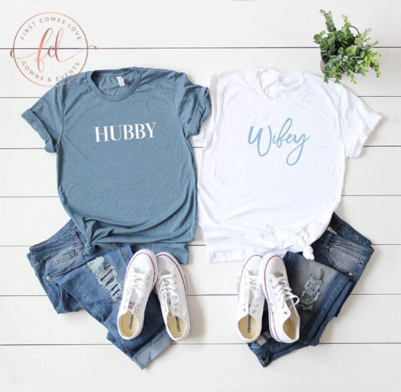 Set of Wife and Hubs Shirts Engaged AF Bridal Party Tees Etsy