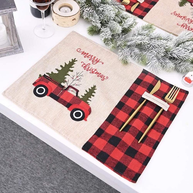 Chrisrmas Placemat Personalized Placemat Holiday Placemat Etsy