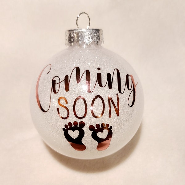 Baby On The Way Christmas Ornament, New Baby Christmas Ornament, Babys First Christmas, Glitter Christmas Ornament, New Mom Gift, Baby