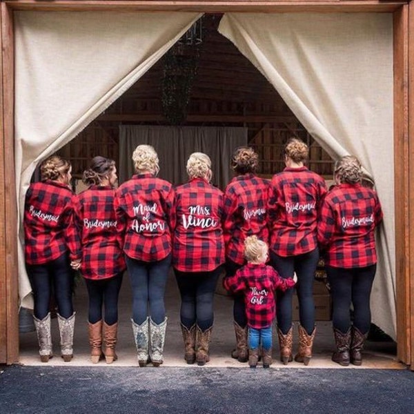 Plaid Flannel Personalized Button Down Shirts - Personalized Bridesmaid Plaid Shirts