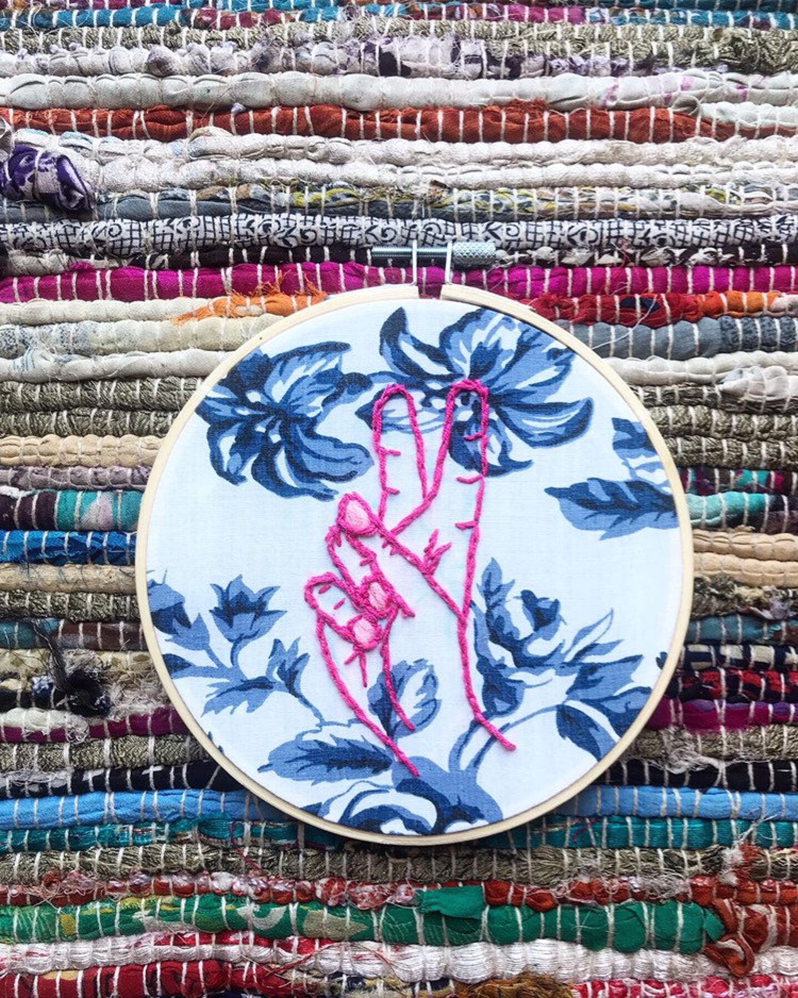 Embroidery hoop art peace sign unique vintage fabric backing  etsy Embroidery hoop art peace sign unique vintage fabric backing  etsy