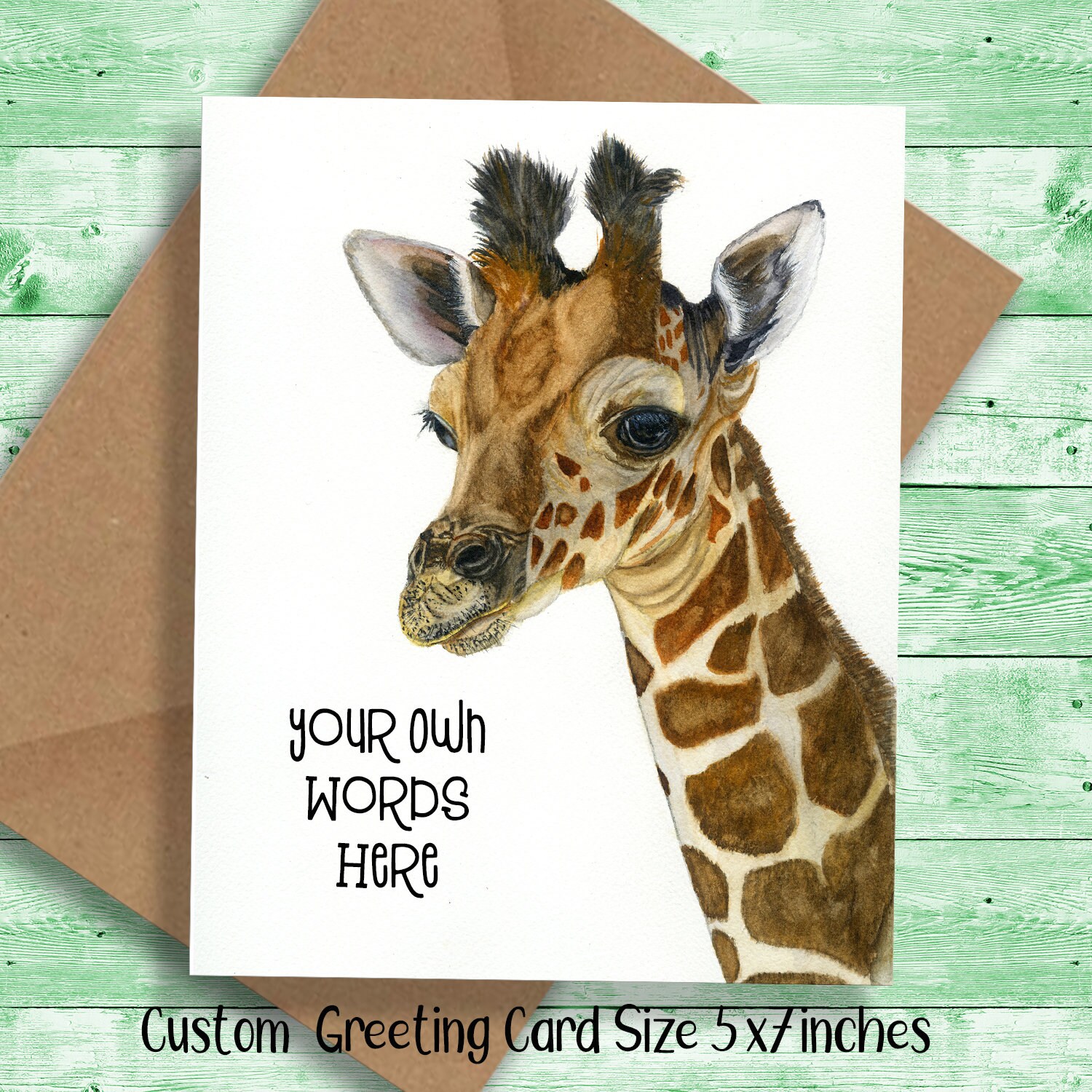 Giraffe, Blank Greeting Card. Printed From an Original Painting, This ...