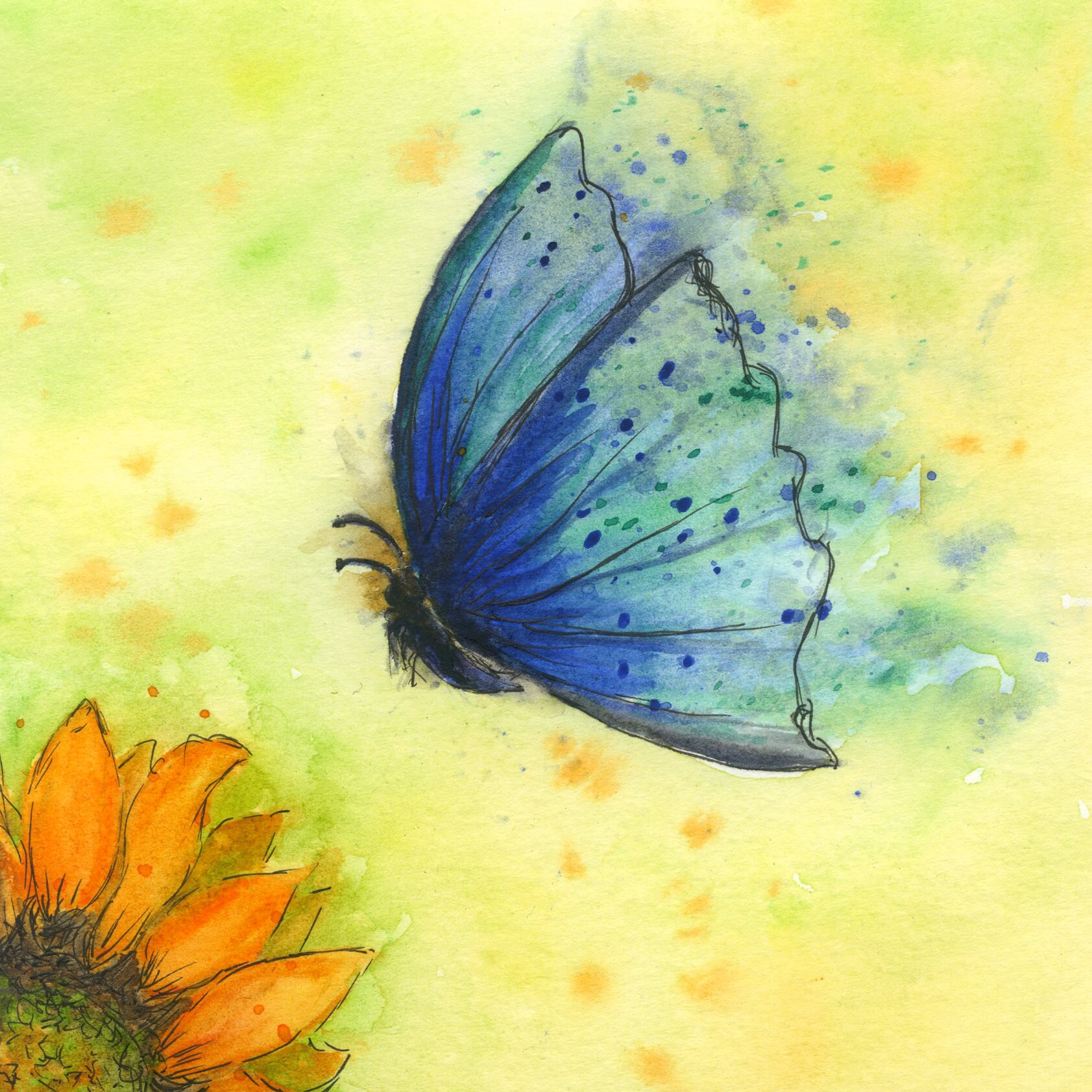 Abstract Butterfly Art PRINT From an Original Painting Blue | Etsy