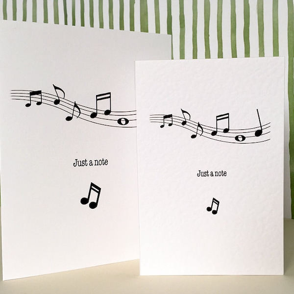 Just a Note Greeting Card, or a Pack of 5, Just a Note Notecards, Music Notecards Set, Music Note Greeting Card, Music Theme Greeting Cards,