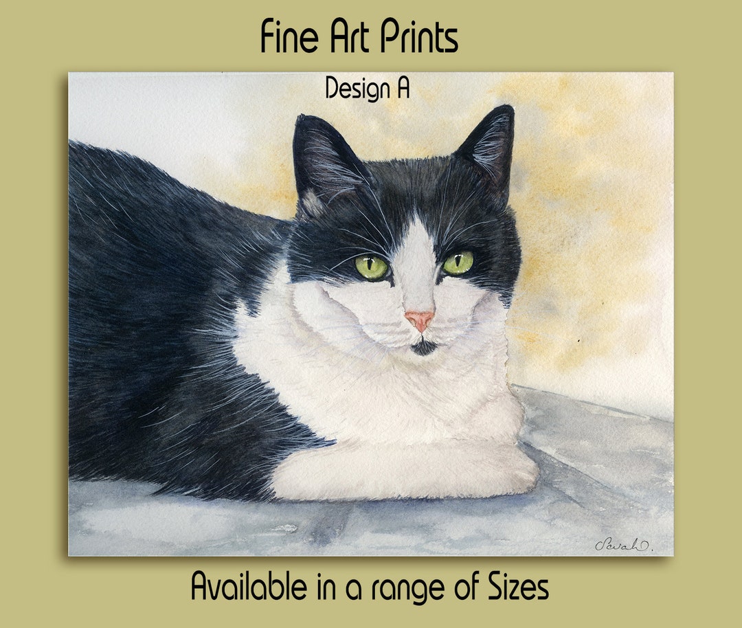 Tuxedo Black and White Cat Fine Art PRINT From an Original - Etsy