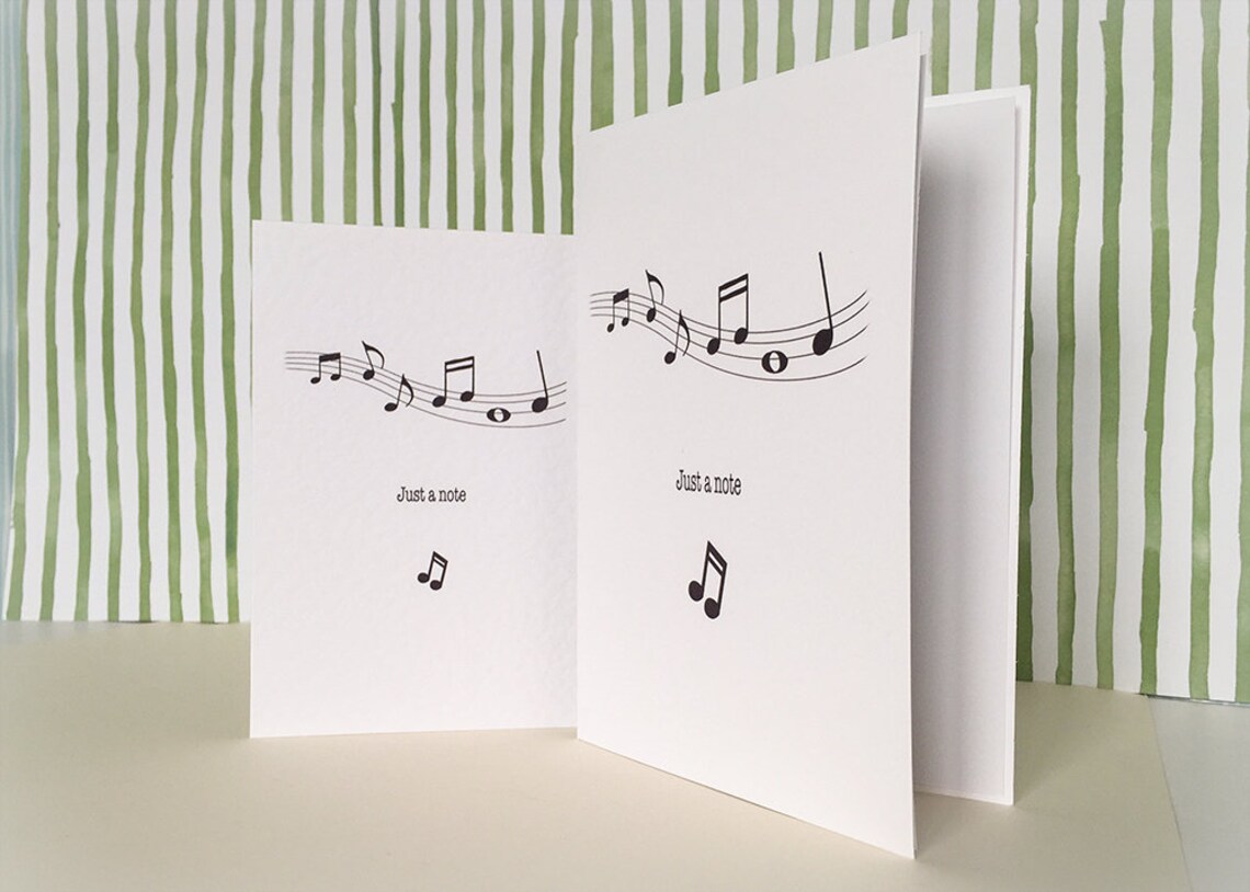 Just a Note Greeting Card, or a Pack of 5, Just a Note Notecards, Music