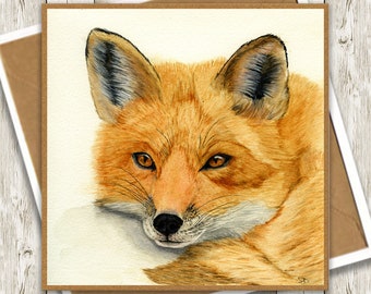 Red Fox Greeting Card, from an Original Watercolour Painting. Wildlife Greeting Card, Nature Painting, for Animal Lovers