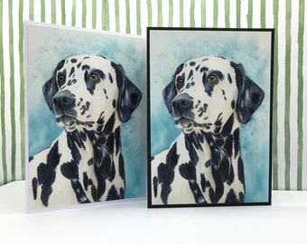 Dalmatian Dog Art Greeting Card from an Original Watercolour, Dalmatian Birthday Card, Fathers Day Card, Mothers Day Card, Pet Portrait Card