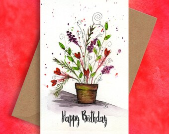 Doodle Flower Everyday Greeting Card, Choose Your Own Words for a Mothers Day Card, A Thank You Card, A Birthday Card or a Just Because Card