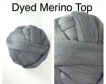 Silver Merino Top  / Dyed Merino Roving / Grey Merino Spinning / 4oz 8oz