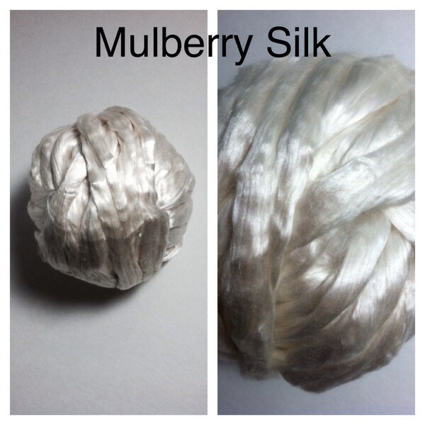 Mulberry Silk Roving Undyed / Cultivated Silk Top Ecru / Bombyx Silk Top / 2oz 4oz 8oz