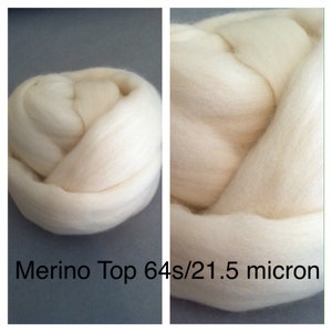 Merino Top Undyed / Merino Roving Ecru / Merino 64s / Merino 21.5 micron / Merino Felting Roving / Merino Spinning Roving / 4oz 8oz