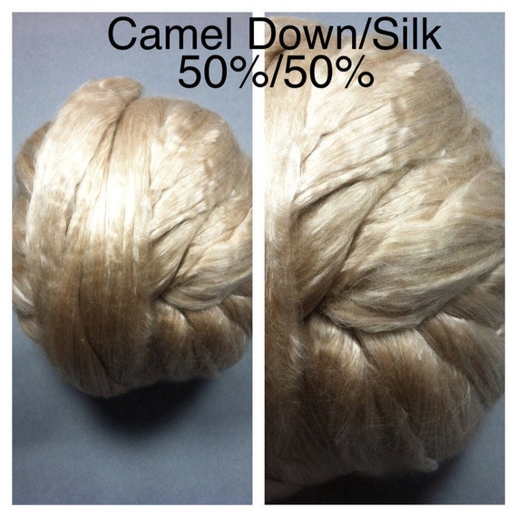 Camel Silk Roving 50/50 / Camel Silk Top Natural / Camel Silk Ecru / 2oz 4oz 8oz