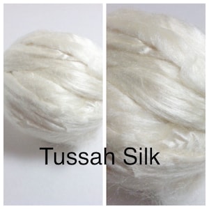 Tussah Silk Top Undyed / Tussah Silk Roving  / 2oz 4oz 8oz