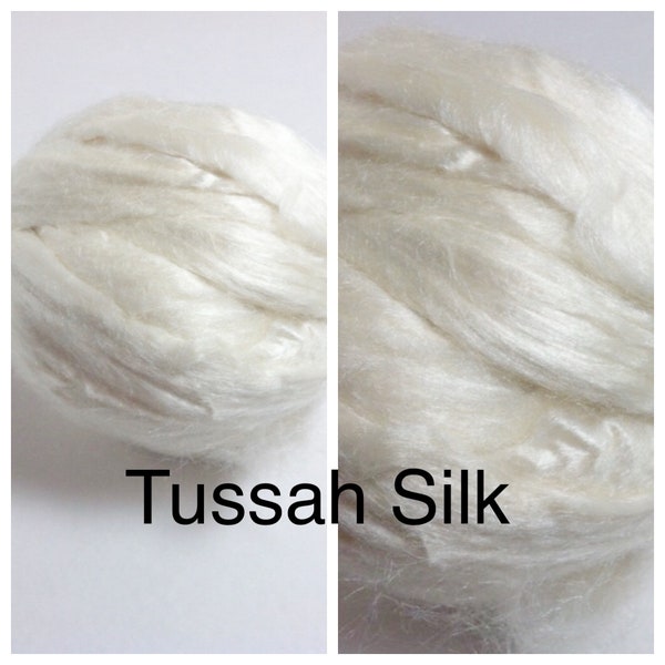 Tussah Silk Top Undyed / Tussah Silk Roving  / 2oz 4oz 8oz