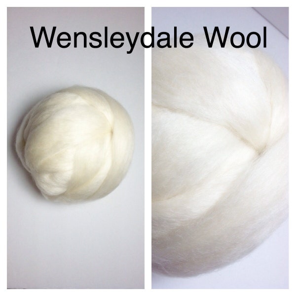 Wensleydale Wool Top Undyed / Wensleydale Roving Ecru / 4oz 8oz