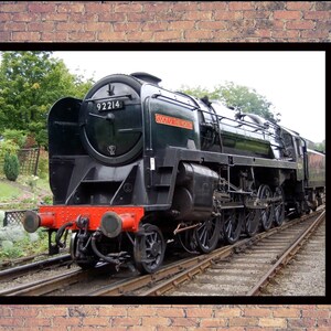 British Railways Standard 9F 92214 Steam Locomotive, Large Mounted Photograph Print. Railway Images