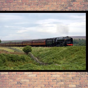 British Railways Standard 9F 92214 Steam Locomotive, Large Mounted Photograph Print. Railway Images