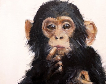 Little Chimp print on canvas