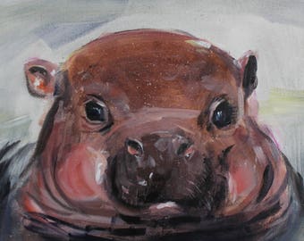 Little Hippo print on canvas