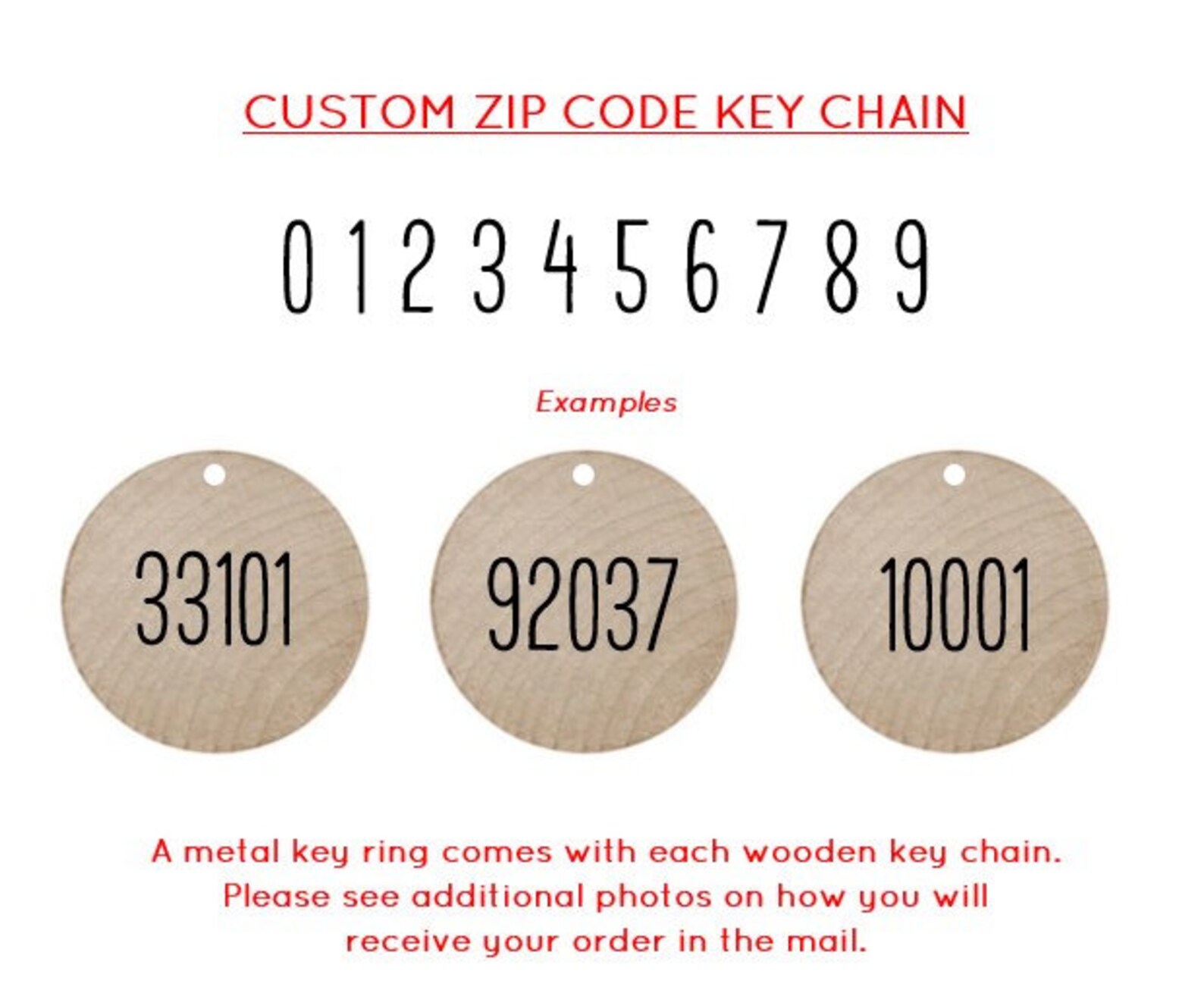 Custom Zip Code Key Chain Etsy