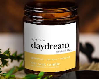 Light me to daydream of island life, Grapefruit, Bamboo & Coconut 8oz Hand-poured Soy Candle, Need a holiday gift, uplifting scent, Zen