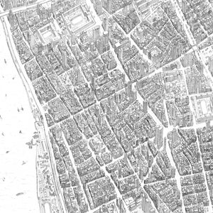Carte à vol d'oiseau du quartier historique de Dadaocheng à Taipei, Taïwan. Dessiné au crayon à la main. Impression jet d'encre