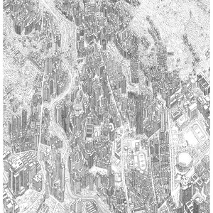 Impressão de mapa panorâmico desenhado à mão do distrito de Tianmu, em Taipei