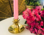 PINEAPPLE VINTAGE DECOR, candlestick Holder, Brass Candleholder, Gold Tone Handled Maybe
