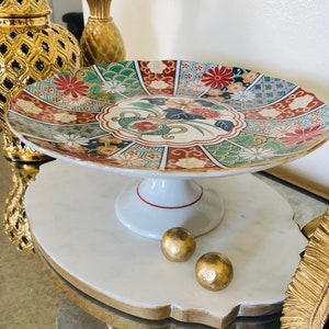 IMARI CAKE STAND, Pedestal Pastry Server, Chinoiserie Chic