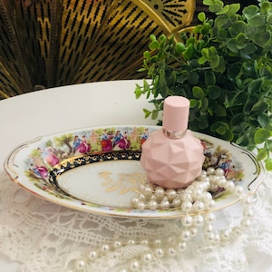 OVAL JEWELRY DISH, Vintage Renaissance,  Scenic toile, Arnart Japan, Pink Gold