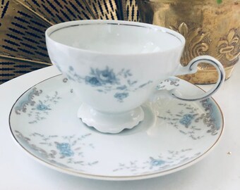 VINTAGE CUP SAUCER Set, MixMatched  Porcelain, Johann Haviland, Blue Garland, Bavaria Germany, Seville Imperial China, Gift For Her