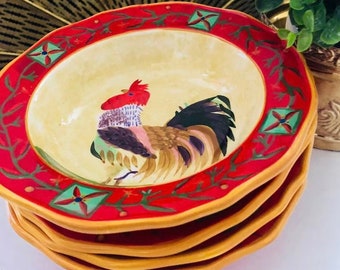 Vintage Red Rooster Bowl – Oneida Sacura Rustic Ceramic Kitchenware