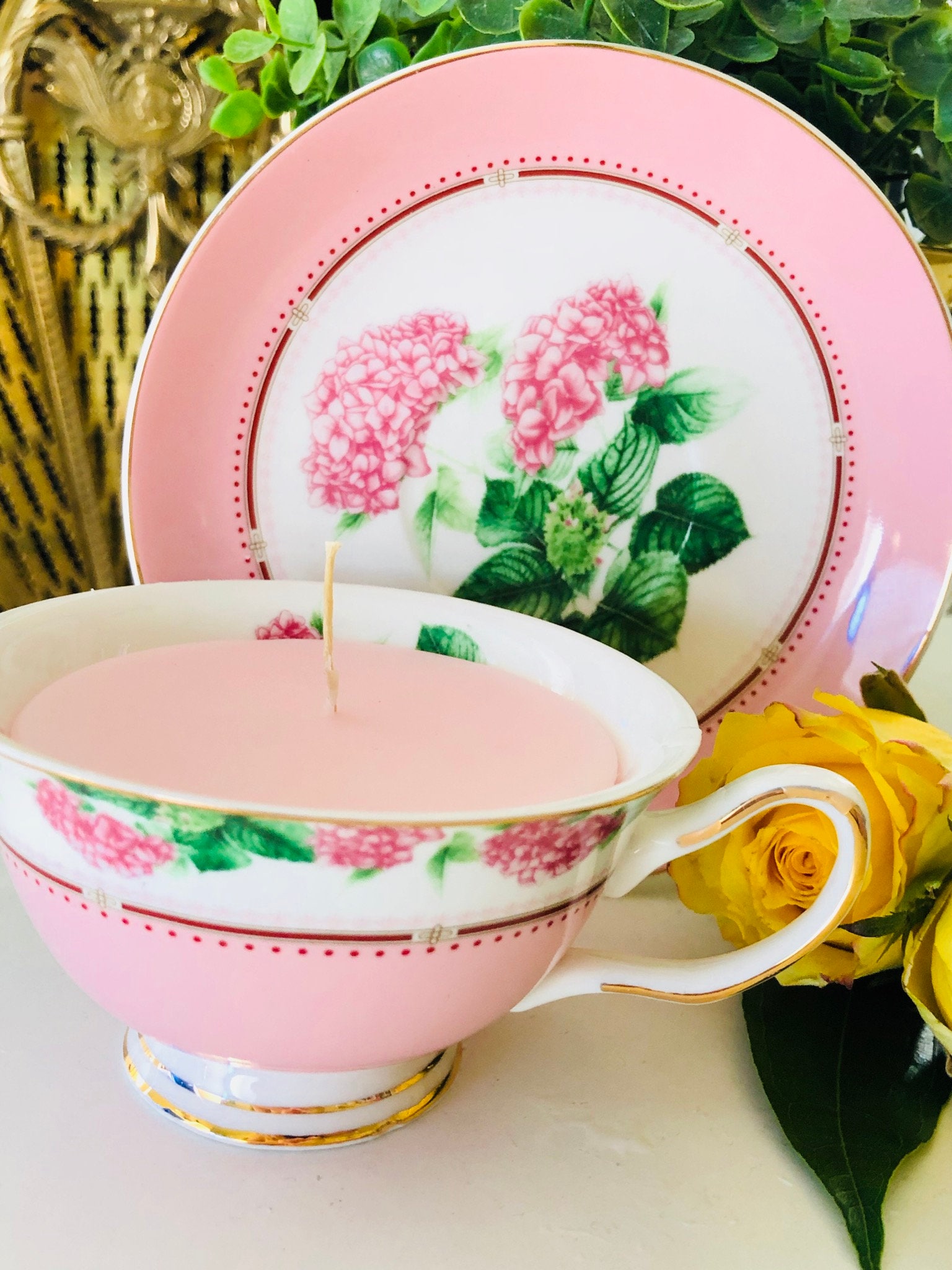 TEA CUP CANDLE Luxury Scent Sandalwood Lavanda Pink Etsy