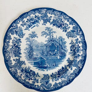 Spode Blue Room Tiger Cages Plate 10.25&quot; | Chinoiserie Transferware | Vintage Spode Dinner Plate