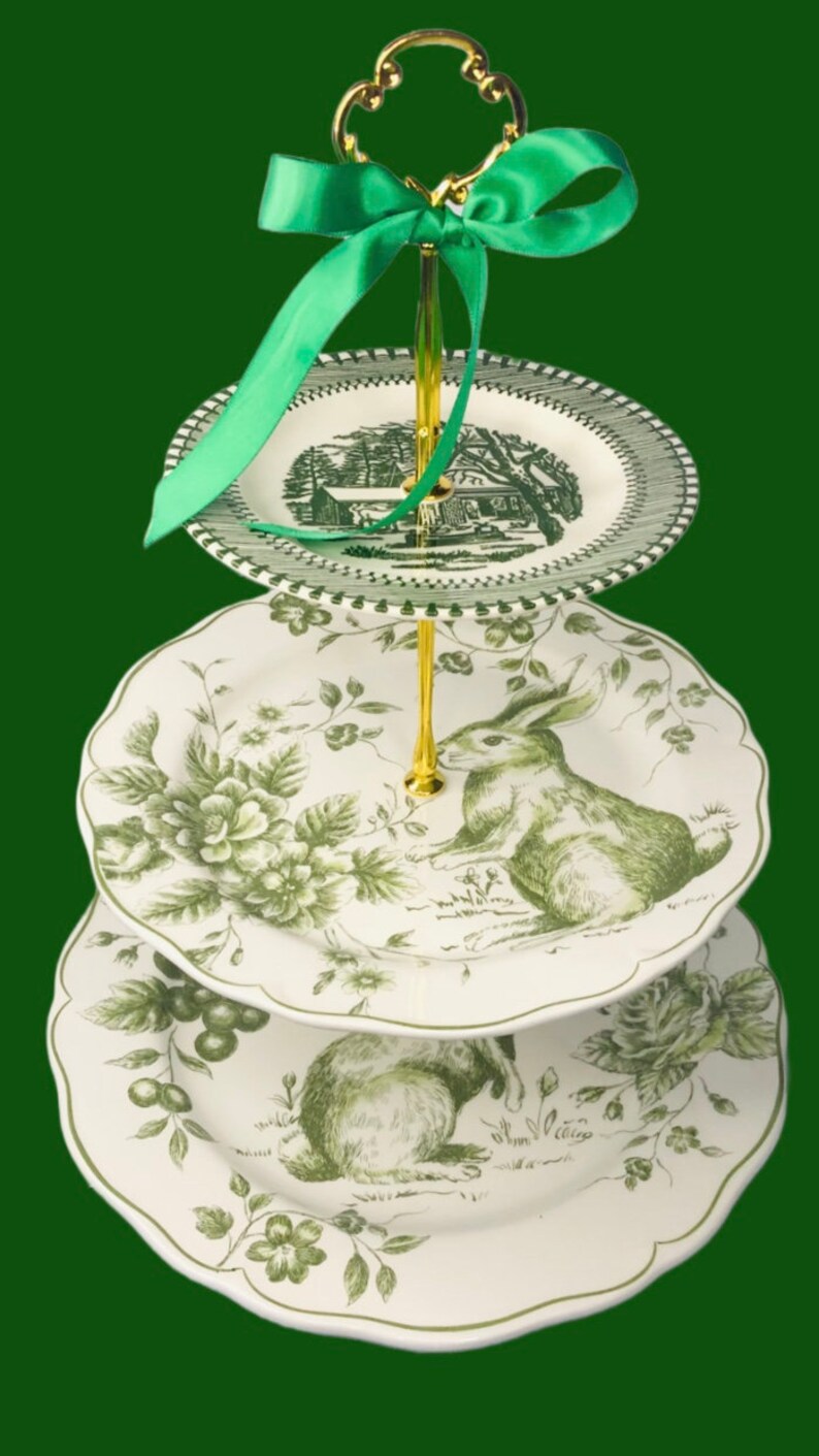 EASTER BUNNY CAKE Stand 3 Tier Rustic Style Spring Decor Etsy