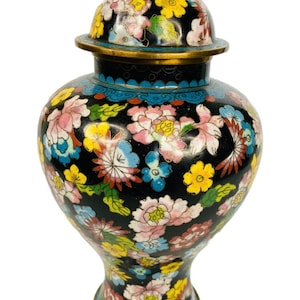 GINGER JAR CHINOISERIE,  Decor Black Gold,  Floral Chintz Vintage