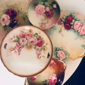 Antique Bavaria Rose Plate Z.S. & Co | Shabby Chic Wall Decor | Summer Roses | Unique Floral Porcelain | Collectible Plate for Display