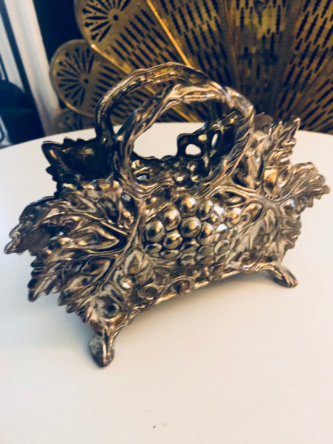 SILVER PLATED GODINGER Grape Napkin Holder Vintage Etsy