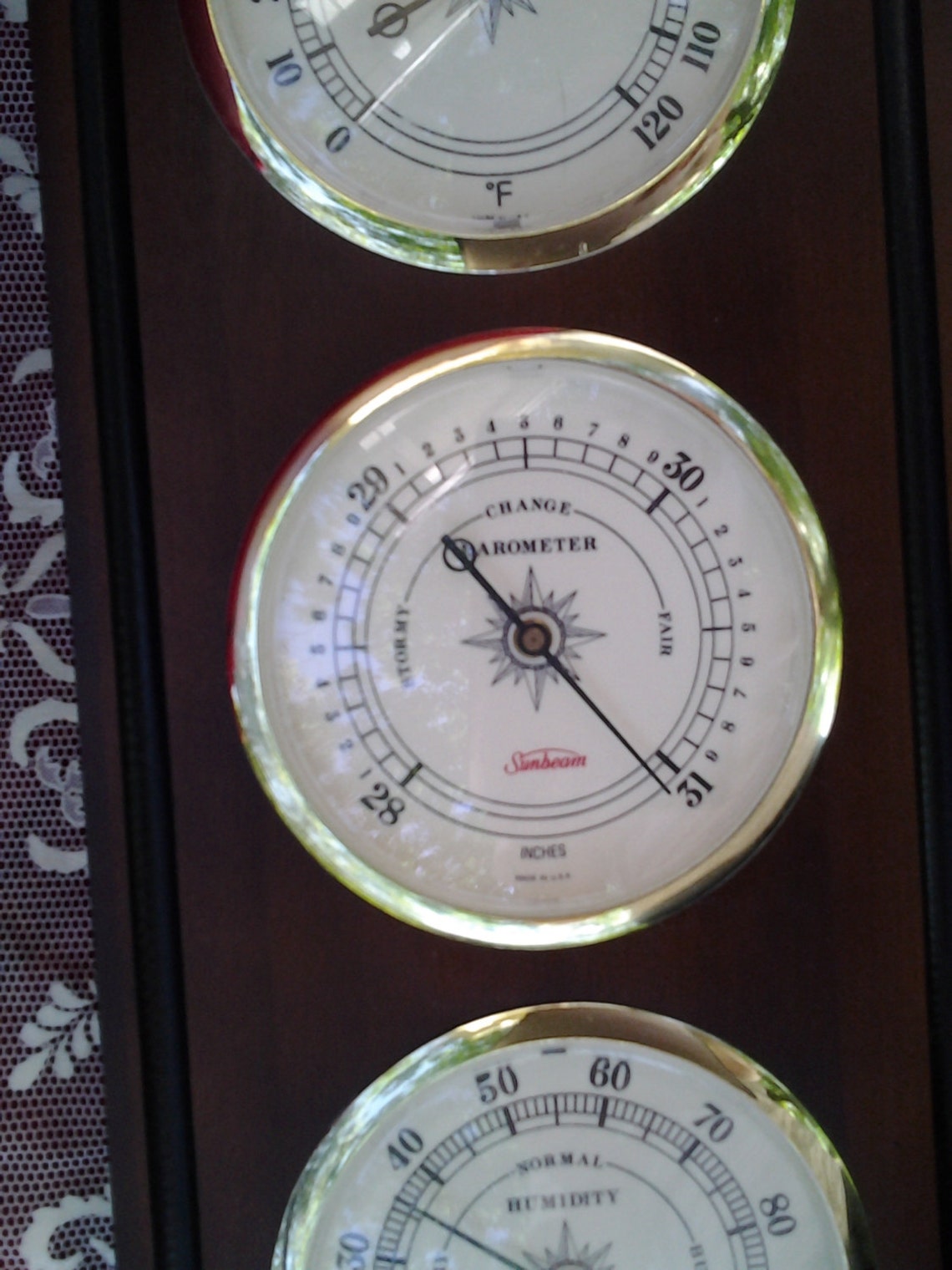 Vintage Weather Station Sunbeam Thermometer Barometer Humidity Etsy