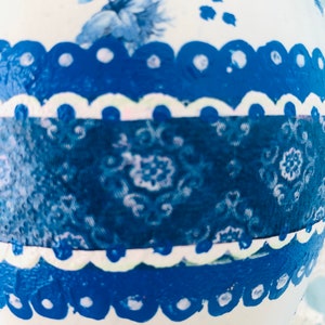 BLUE WHITE Egg, Easter Decor, Jumbo Big,Gift , Chinoiserie Chic, Rose Floral image 5