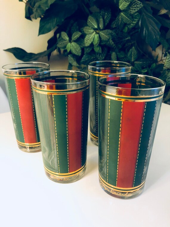 George Briar Glasses Drinking Glassware Vintage Glass Christmas Decor Green Red Gold By Cake Stands Boutique Catch My Party
