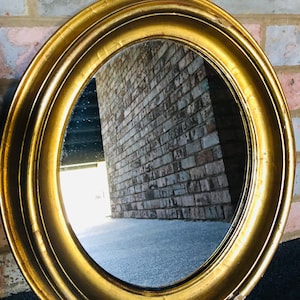 VINTAGE VICTORIAN MIRROR, Wall Hanging, Golden Home Decor, Colonial Style, Oval Frame, Hollywood Regency, Parisian interior
