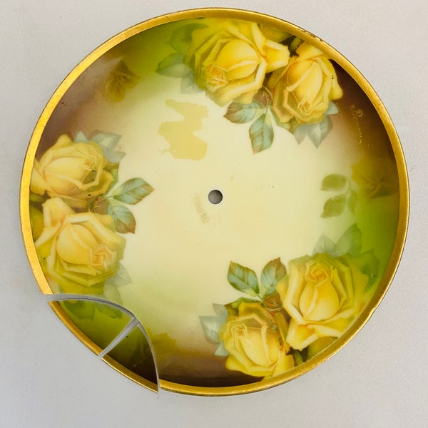 Yellow Rose Antique Porcelain Brocken China Plate Jewellery Making Victorian Style