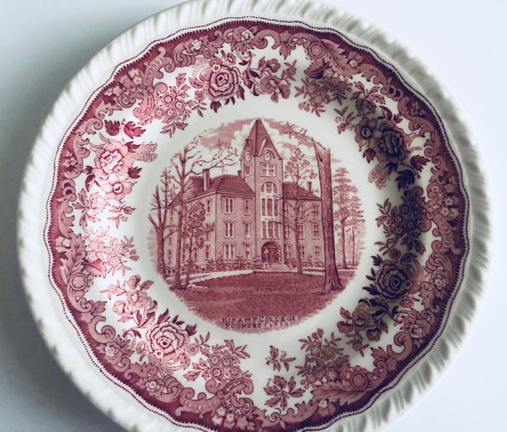 RED TRANSFERWARE PLATE, Walker China, Collectible Plate Il_570xn
