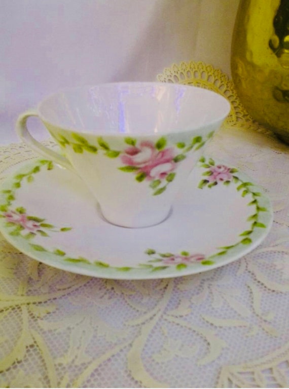 Bavaria Hand Painted Rose Cup and Saucer, Cup Saucer Set, Shabby Chic Decor Il_570xn