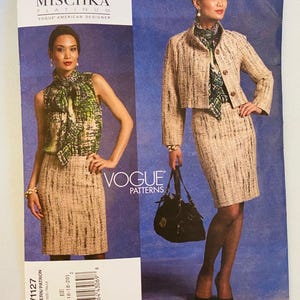 Vogue V1127 Badgley Mischka Sewing Pattern Jacket Skirt Blouse Uncut Sizes 14-16-18-20
