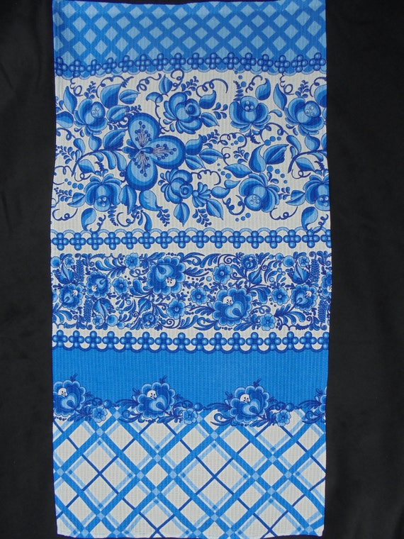 blue willow, cotton kitchen tea towel, blue white, chinoiserie decor