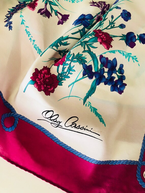 VINTAGE SILK SCARF, Oleg Cassini,Italian Designers Scarf, 34x34” , Floral Spring Scarf Il_570xn